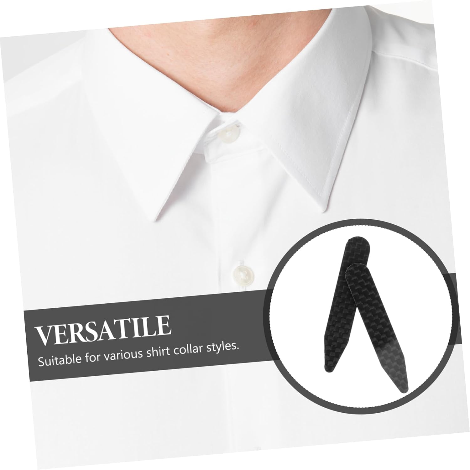 VALICLUD 2pcs Shirt Collar Stays for Men Collar Support Inserts for Dress Shirts Comfortable Retention Essential Wardrobe Accessory