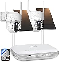 Vista 1 de Wireless Solar Camera System Outdoor, 2PCS 4MP Home Battery Camera with 500GB HDD, 【No Monthly Fee】, Pan Tilt 360° View, PIR Motion Detection