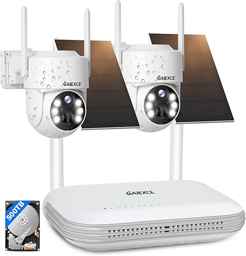Miniatura 1 de Sistema de cámara solar inalámbrica para exteriores, cámara de batería para el hogar de 2 piezas de 4MP con disco duro de 500 GB, sin tarifa