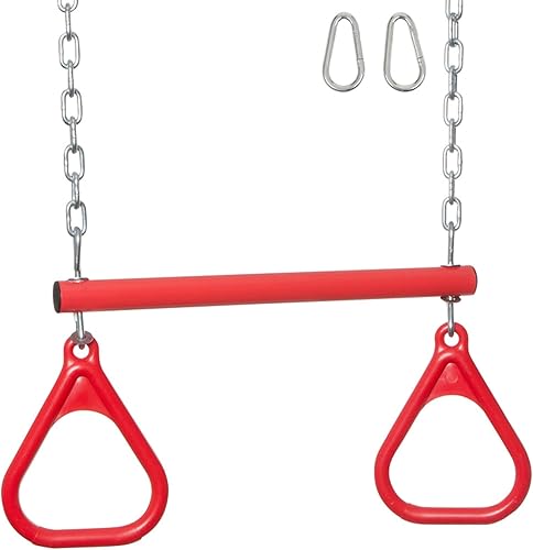Swing Set Stuff Trapecio Bar con anillos y cadena sin recubrimiento Equipo de parque infantil, rojo