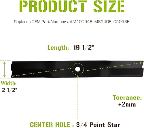 Miniatura 2 de AM100946 Cuchilla de cortacésped para John Deere Lesco 38" Deck 316, 318, 322, 325, 330, 332, GT235 GT242 LT133 LX188 S92 SRX95 STX38 SX95 M82408 05