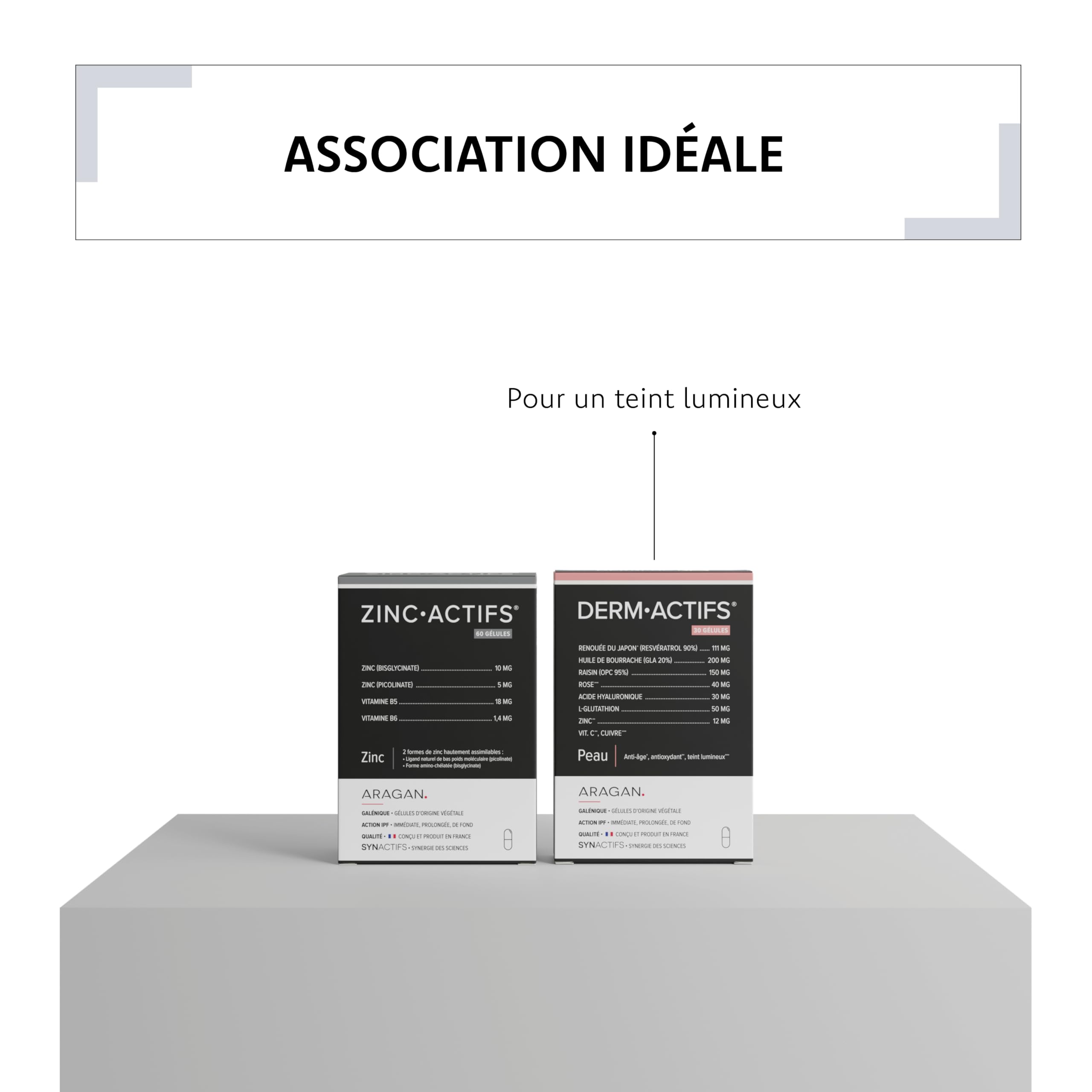 Zincactifs - Complement Alimentaire Immunité & Peau - Zinc, Vitamines B5 & B6 - Aragan - 60 Gélules