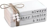 Vista 1 de Lavender Inspired Farmhouse Book Decor-Always Stay Humble and Kind Sign-Book Shelf Decor-3 Pieces Faux Wooden Book Stack for Coffee Table