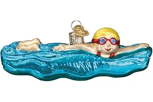 Old World Christmas Glass Blown Ornament - Sports Collection (Swimming), More