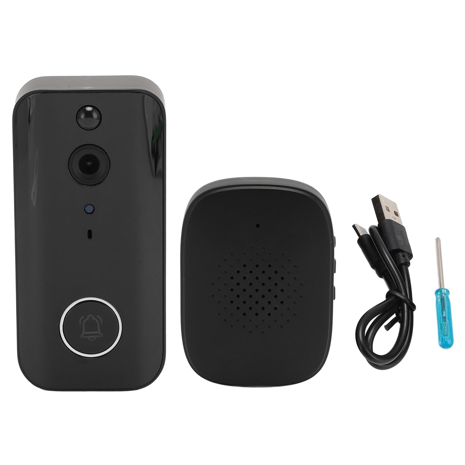 Bezprzewodowa Kamera Domofonowa 1080P z Dzwonkiem, Kamera Wideodomofonowa 2.4G WiFi ze Zmieniaczem Głosu, Wykrywanie Ruchu,Noktowizor, Dwukierunkowy Dźwięk, Długi Czas Pracy Baterii