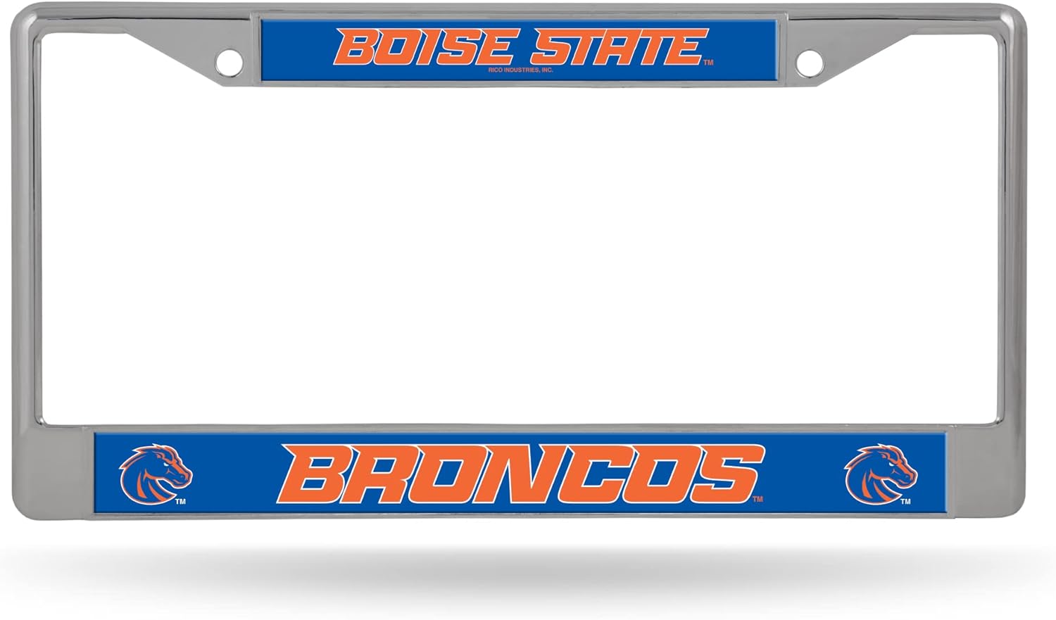 Rico Industries NCAA Boise State Broncos 12" x 6" Silver Chrome Frame W' Decal Insert Car/Truck/SUV Auto Accessory
