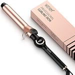 Large Curling Iron 2 Inch, Ceramic Long Barrel Hair Curling Wand, Hair Styling Tool, Dual Voltage, LCD Display, White