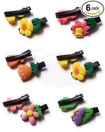 Moms Darling, Pack of 6 Pairs( 1 Pair of Each Design), Stylish Hair Clips For Baby Girls | Hair Accessories For Girls Kids | Hair Pins For Girls | Alligator Clips | Multicolor.