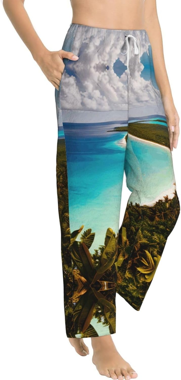 Island Of Cuba Print Cozy Christmas Pajama Pants,Flannel Pajama Bottoms,Cater To Various Body Types