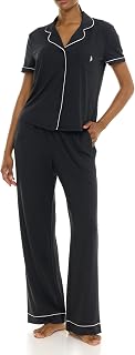 U.S. POLO ASSN. Womens Pajama Sets Button Down Short Sleeve Top