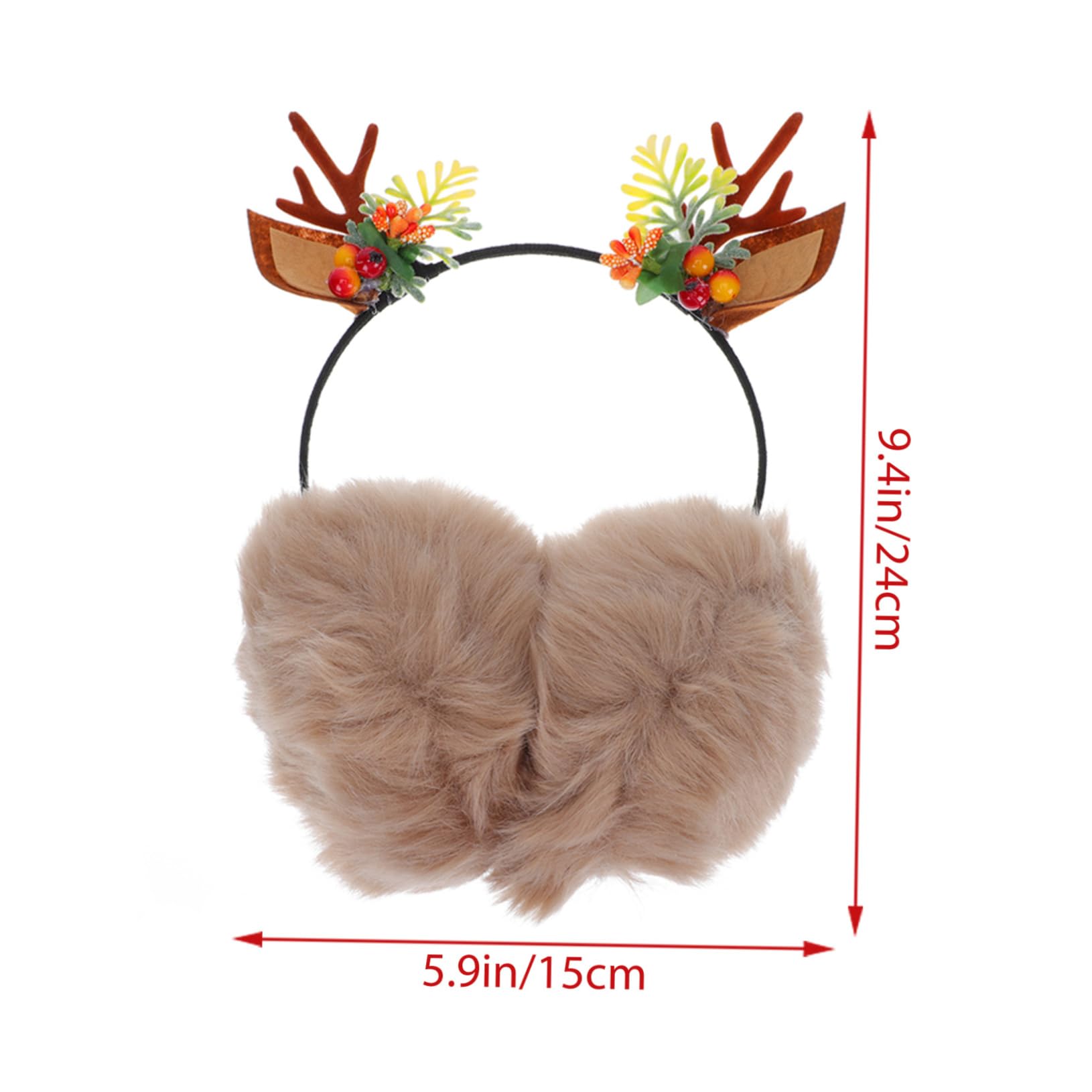 Ipetboom 1Pc Adorable Winter Warm Earmuffs with Antler Design Cute Ear Protection for Women for Christmas Outdoor Activities and Present Giving