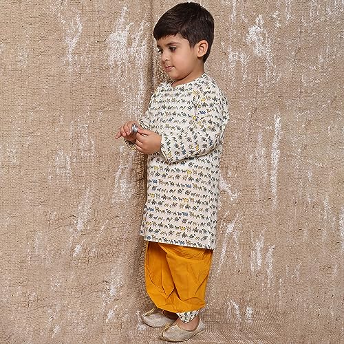 Image of AJ DEZINES Kids Ethnic Wear Pure Cotton Dhoti Kurta Set For Boys