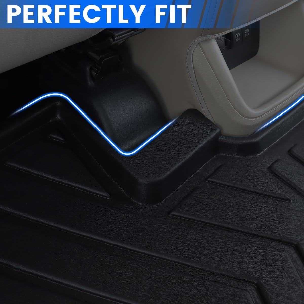 Vanseno Floor Mats & Cargo Liner Compatible Fit 2014-2019 Toyota Highlander 3nd Rows Floor Mat and Trunk Mat and Backrest mat Protector for 7Seat Toyota Highlander (2014-2019Highlander Full Set mat)