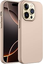 Elzzi Compatible with iPhone 14 PRO MAX Case, Liquid Silicone Case, Full Body Protective Cover, Shockproof, Slim Phone Case, Anti-Scratch Soft Microfiber Lining, 6.1 inch - (Desert