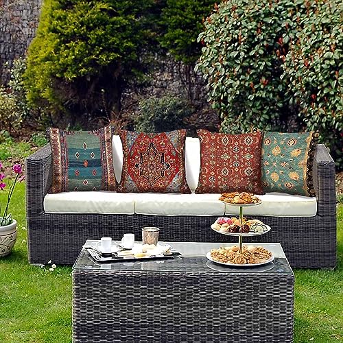 HOSTECCO Kilim Cushion Covers 45x45 cm Pack of 4 Vintage Tribal Cushion Cases Ethnic Patterned Decorative Pillow Covers for Sofa Couch Bed Office - Image 3