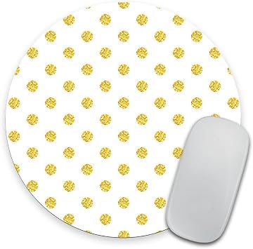 Real Rubber Gold Polka Dots Printing Pattern Round Mouse Pad - Gold Foil Mouse Pad - Custom Color Personalized - Computer or Office Work Station Decor