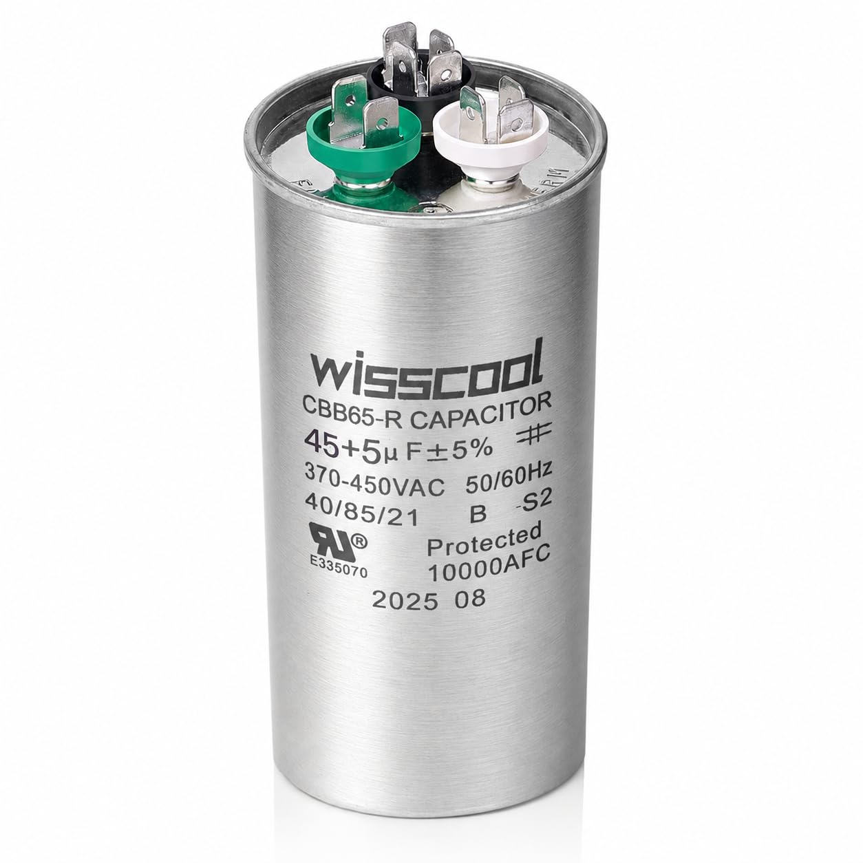 WISSCOOL UL 45+5uF 35/5 MFD ±5% 370V/440VAC CBB65 AC Capacitor CBB65B Round Dual Run Start Capacitor for Heat Pump Air Conditioner Condenser Straight Last 5 Years