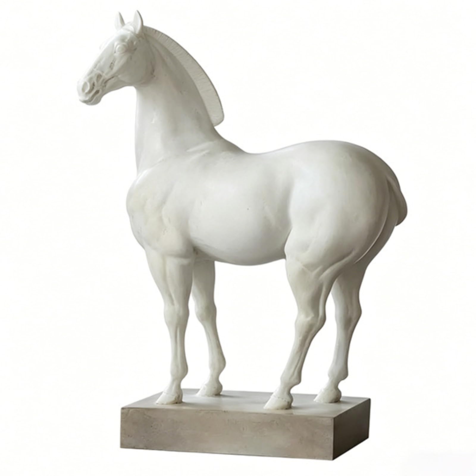 Cheval décoratif sur socle compact blanc rétro pour entrée chaleureuse