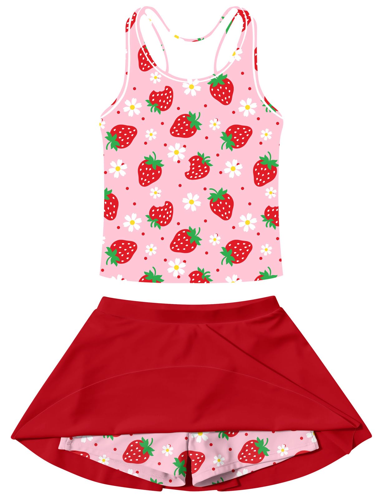 Vogseek 4-9T Girls 2-Piece Bathing Suit Sleeveless Swimsuit Tankini Sets with Shorts Skirt Swimwear