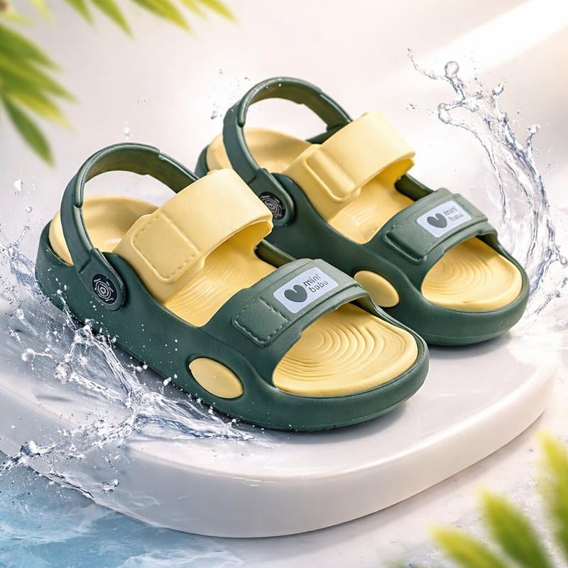 Image of Kids Boys Adjustable Strap Sandals Slippers - Soft EVA Lightweight Non-Slip Casual Outdoor & Indoor Slides for Toddlers & Children