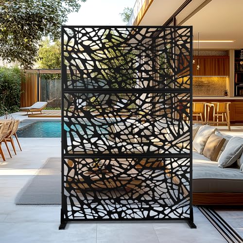 Outdoor Privacy Screen,72" H×47" W Metal Privacy Screen, Freestanding Privacy Fence Panels for Patio by FENCY - Used condition - US$73.78