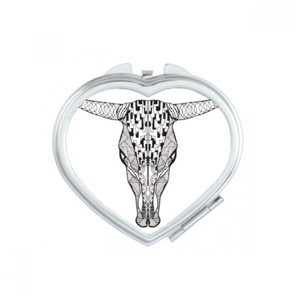 Miroir de poche compact motif vache croquis mignon pour maquillage