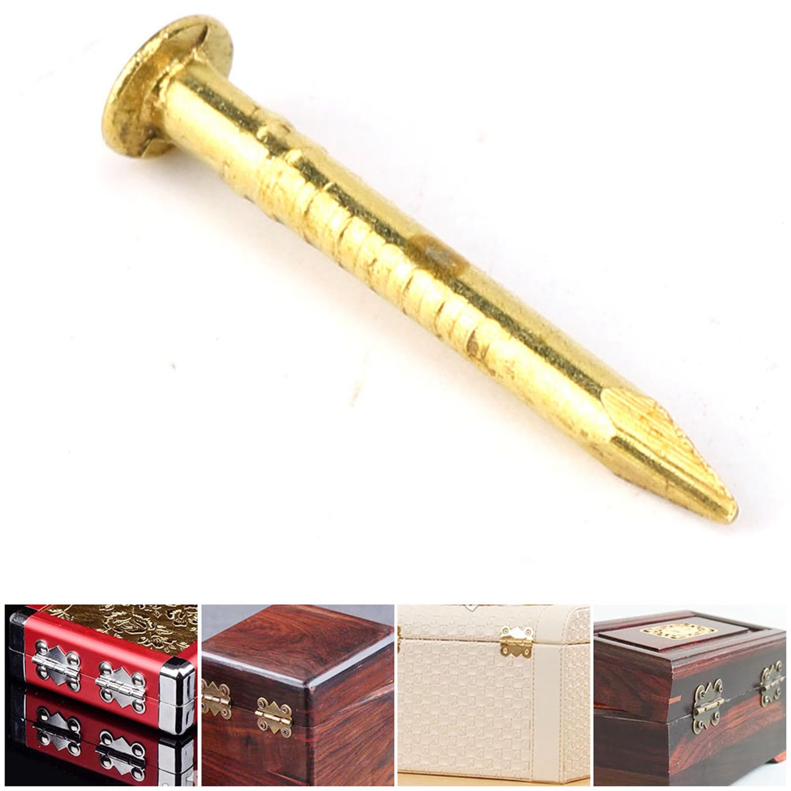 Cocoarm 100 Uds. Accesorios de Hardware de Latón para Clavos de Cabeza Redonda, Fácil Instalación Duradera para Reparación de Muebles, 10mm, 15mm, 18mm y 22mm (15 mm de largo)