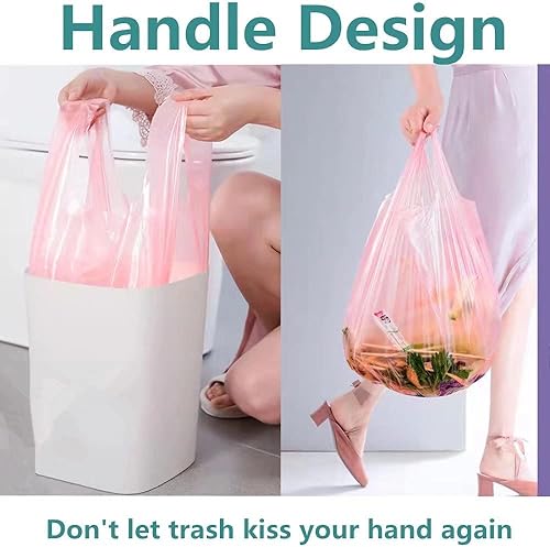 Miniatura 5 de Bolsas de basura de 4 galones, 100 unidades, bolsas de basura con asas, bolsas de basura para baño, dormitorio, oficina, automóvil, contenedor de