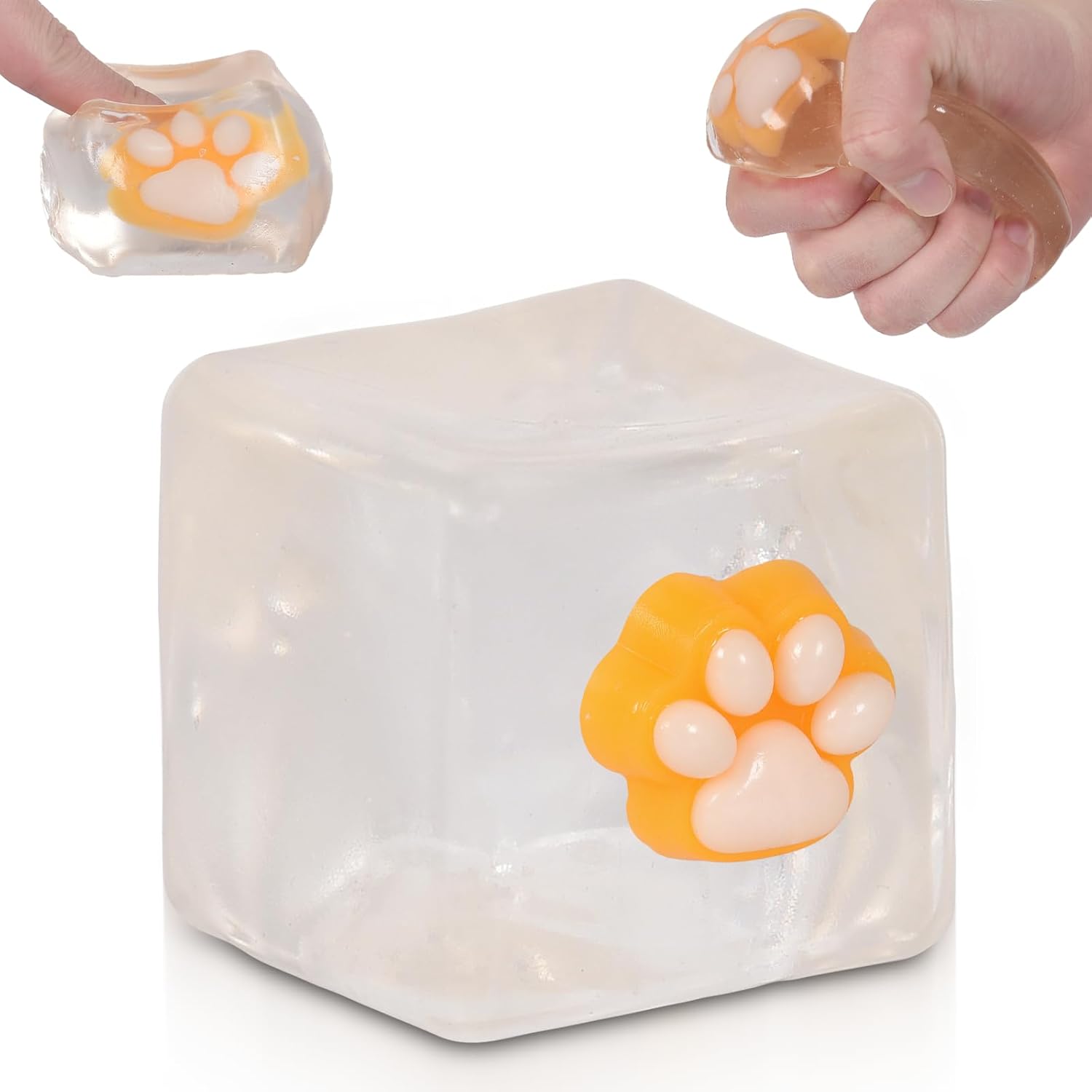 Cat Paw Ice Cube Squishy, Medium 5CM(1.98 Inch) Stress Cube Squishy Toy, Soft Slow Rising Squishy Cube for Anxiety Relief, Sensory Fidget Squishy Toys for Kids Youth Adults (White)