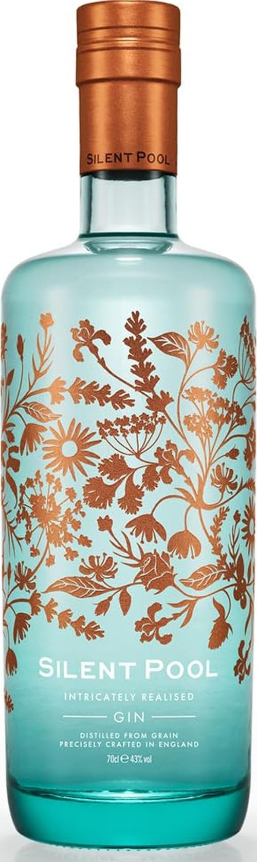 SILENT POOL - Ultra-Premium London Dry Gin – preisgekrönt, handgefertigt in England - Vielschichtig, duftend, ausgewogen - 24 Botanicals - Perfekt auf Eis - ideal als Geschenk - 43% vol., 70 cl.