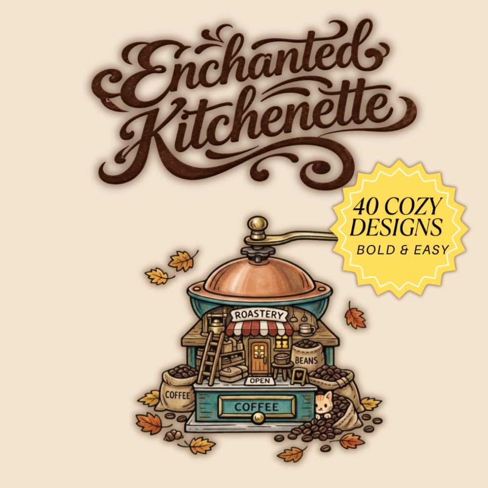 Enchanted Kitchenette: A Cozy Cats Coloring Book for Adults: Bold and Easy Designs for Relaxation