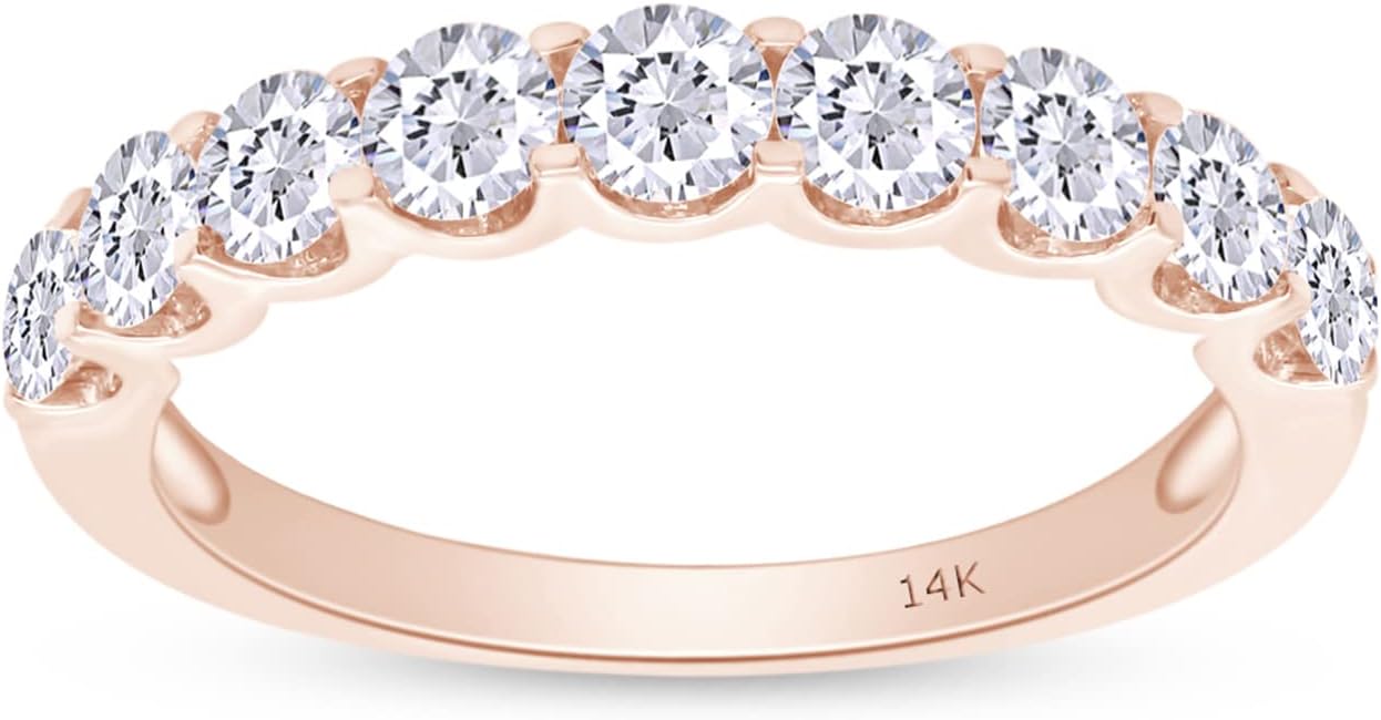 SAVEARTH DIAMONDS 1 CaratLab Grown Diamond Half Eternity Engagement Wedding Band Stackable Ring for Women in 14k Solid Gold (Color- G-H, Clarity- VS-SI) Womens Jewelry