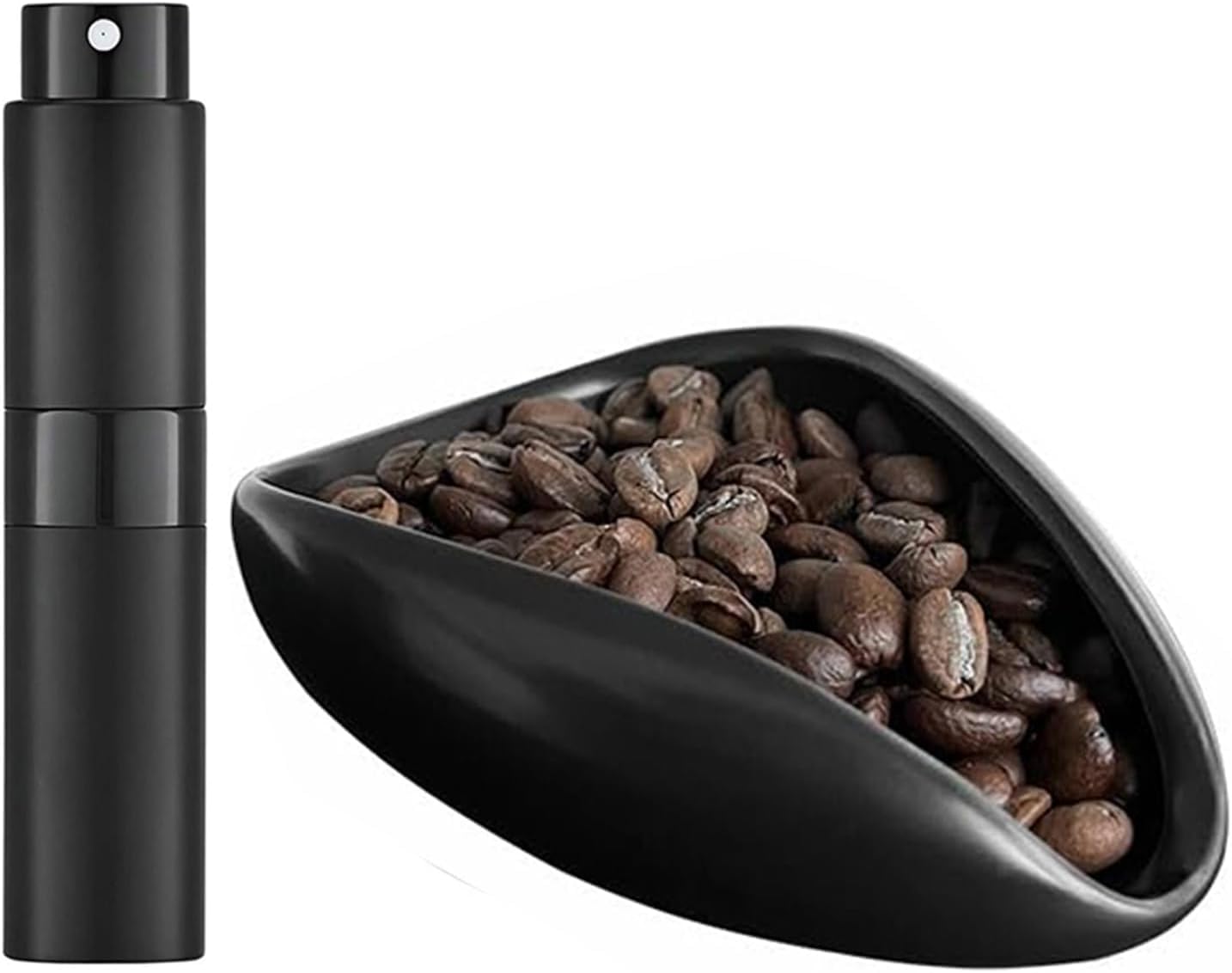 Paikatoa Coffee Bean Dosing Cup and Spray Bottle Kit For Espresso,Coffee Bar Accessories,Ceramic Single Dosing Tray For Coffee or Tea Spray For Reducing Coffee Power Static - Bright Black