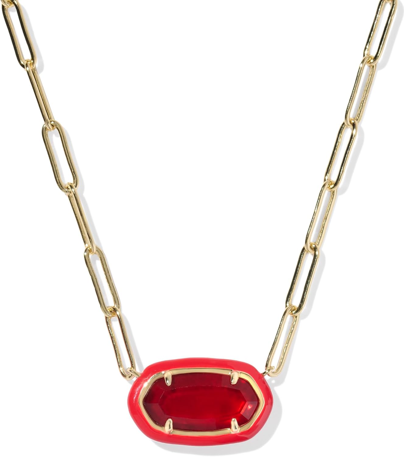 Kendra Scott Elisa Enamel Frame Paperclip Necklace, Fashion Jewelry for Women