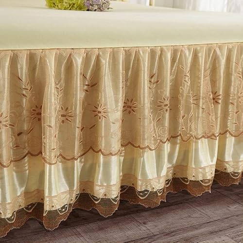 Zhiyuan Ruffle Bedspread Sheet Lace Bed Skirt And 2 Pillowcases Set, Queen, Light Yellow #TOP4