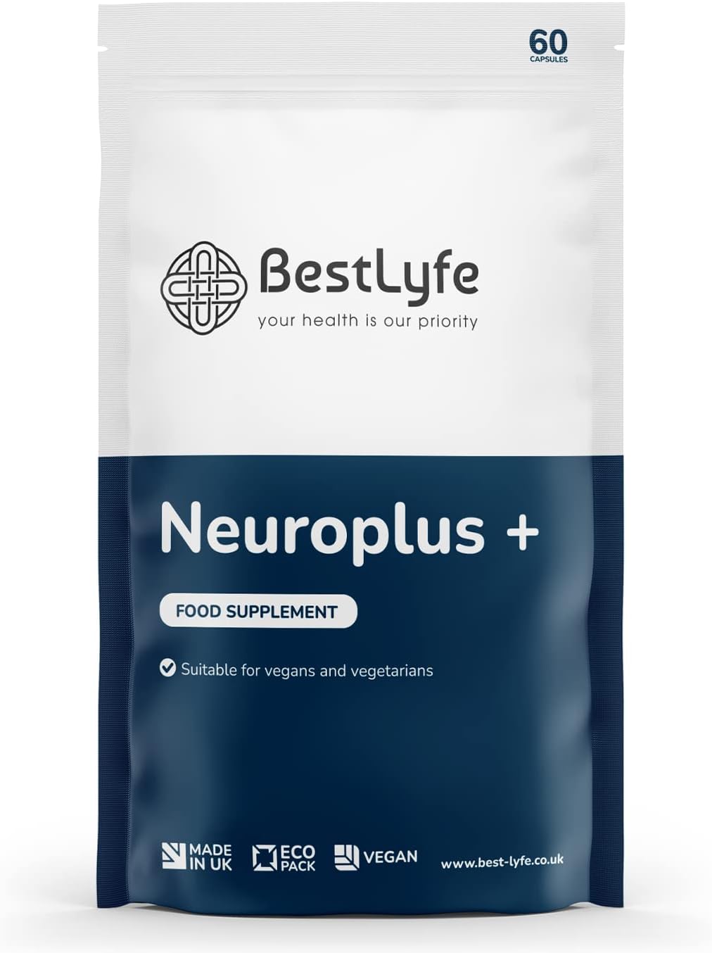 BestLyfe Neuroplus+ | 60 Vegan Caps | 13 Nootropic Ingredients | Brain Supplement and Function | Acetyl L Carnitine | Green Tea | Alpha Brain | Ginkgo Biloba | L-Theanine | Nootropics | Brainzyme