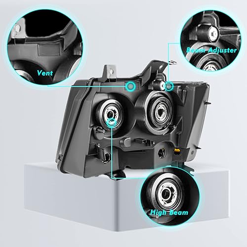 Miniatura 4 de Compatible con Chevy 07-14 Tahoe  07-13 Avalanche  07-14 Suburban 150007-13 Suburban 2500 Reemplazo del conjunto de faros delanteros halógenos de