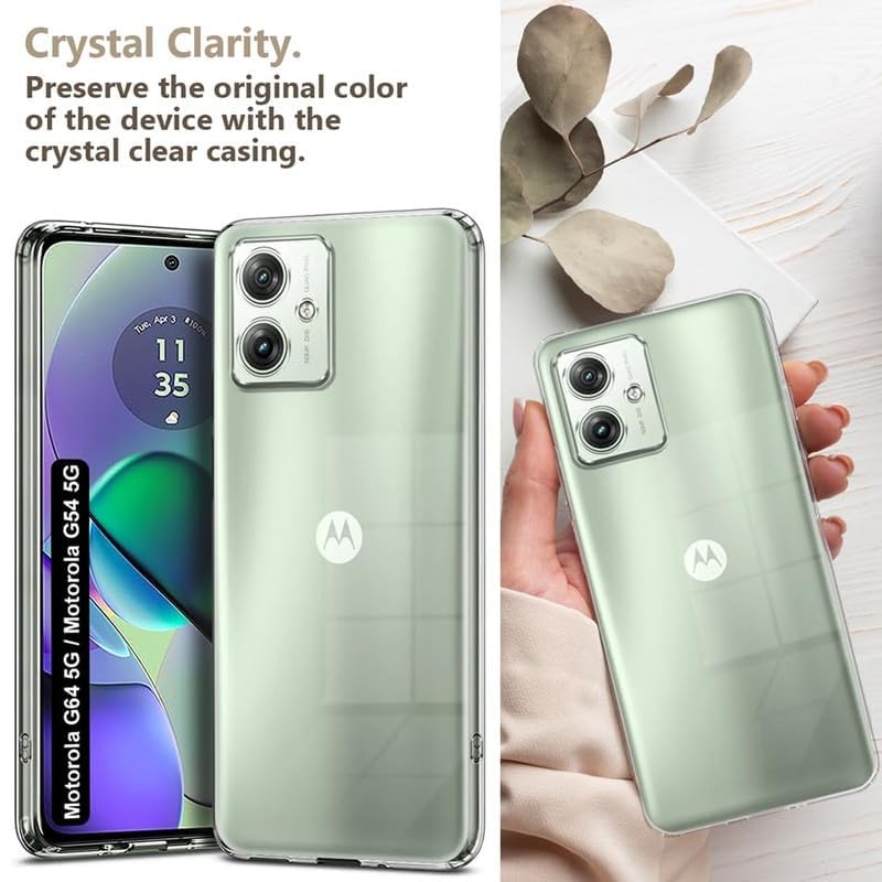 Image of XIVY Crystal Clear Hard Case Cover for Motorola Moto G54 5G / G64 5G - Ultra Hybrid Transparent Shockproof Back Cover with Anti-Yellow | Camera Protective Case