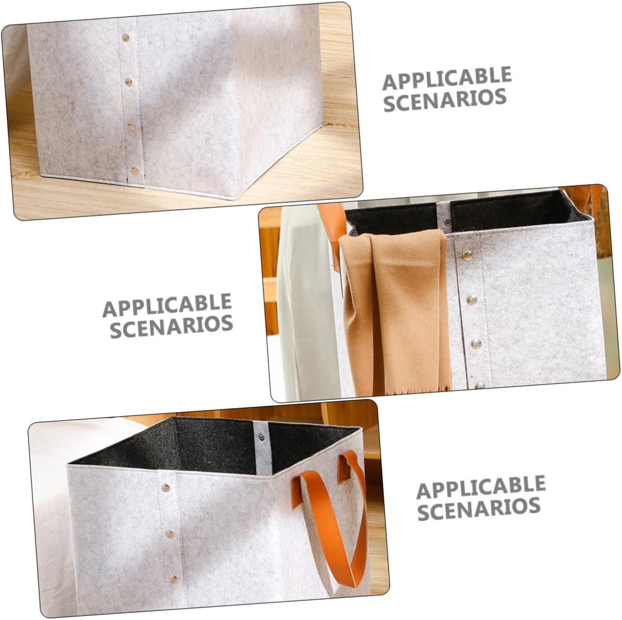 KOMBIUDA Skin-friendly Felt Laundry Basket Slim Foldable Storage Basket for Household Practical Organizing for Dorm Bedroom