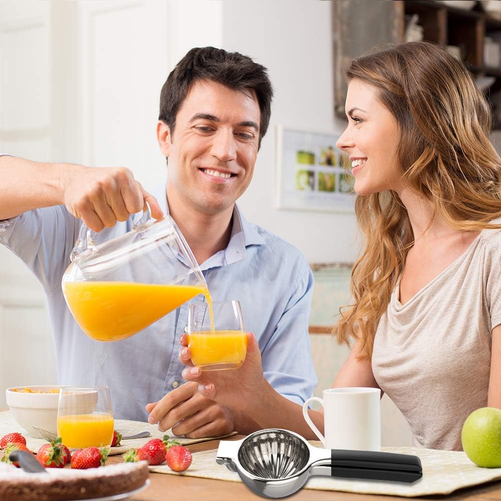 Extra Large Lemon Squeezer Stainless Steel- with Premium Quality Heavy Duty Solid Metal Squeezer Bowl - Manual Citrus Press Perfect for Juicer Juicing Oranges, Big Lemons & Limes