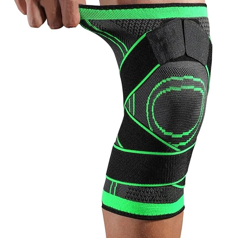 Joelheira de Compressão Esportiva, Neoprene, Preta, com Tensor e Alívio de Dor, para