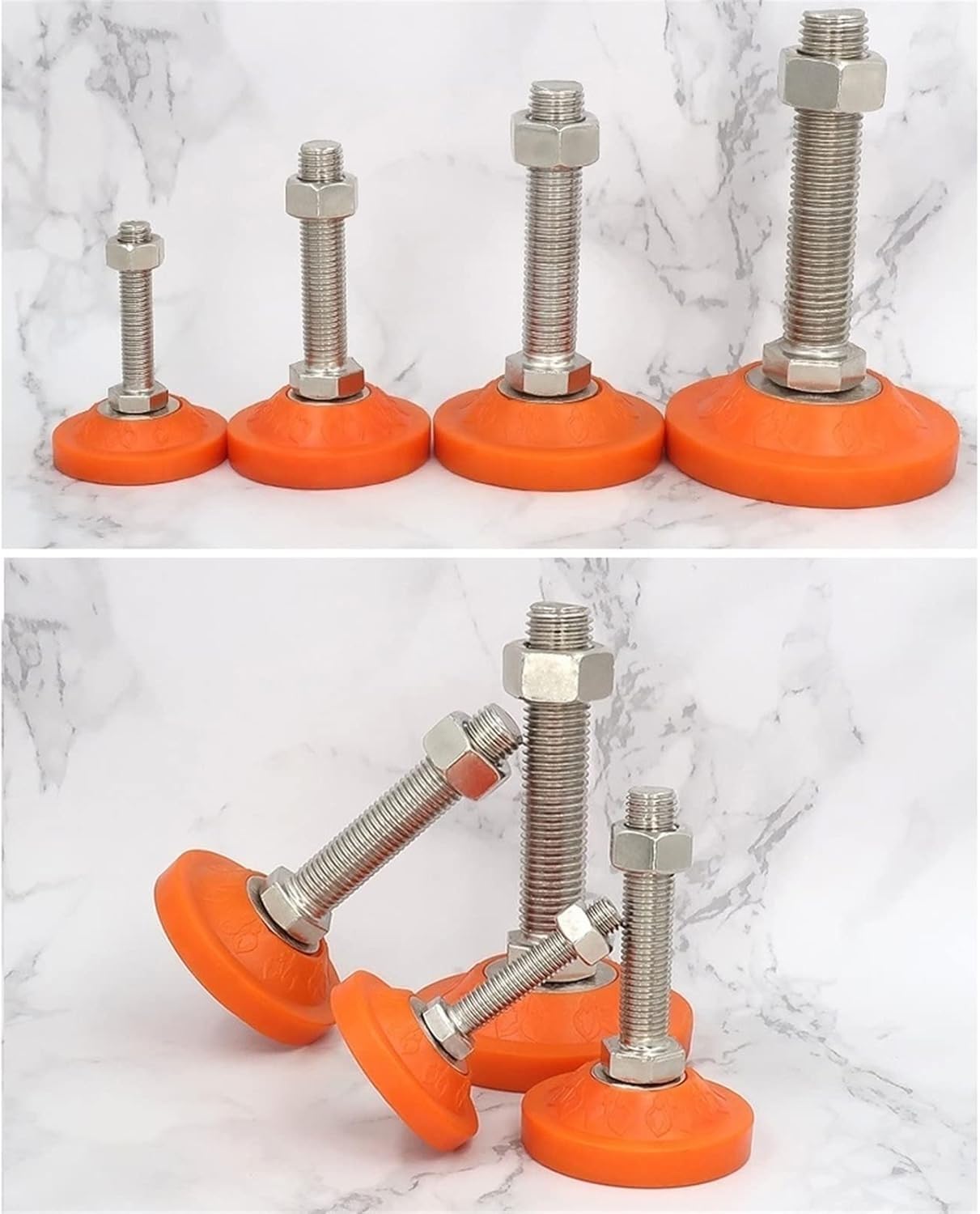 Patas de Mueble Regulables, Paquete de 4 Patas niveladoras Resistentes con Rosca M12, Ajustables, for Muebles y Equipos mecánicos, de Acero al Carbono.