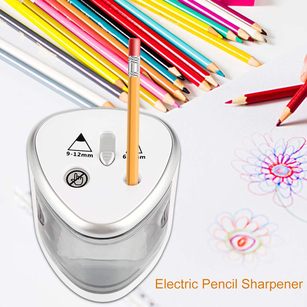 Taille-Crayon Électrique TYENAZA – Double Trous (6-8 Mm & 9-12 Mm), Alimenté Par Piles | Pour Bureau, École