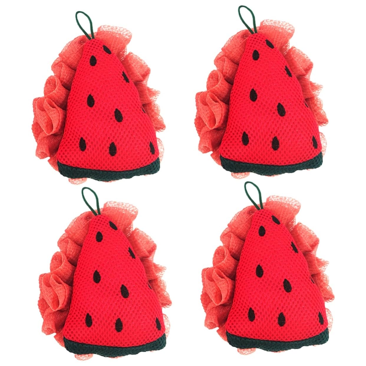 FOMIYES 4piezas Esponja De Caricatura Lanyard Bola De Baño Exfoliante Portátil Para Adultos Para Ahorro De Espacio y Secado Rápido