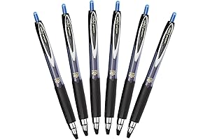 Uniball Signo Blue 207 Retractable Gel Pen, 0.5mm Micro Point Pack of 6