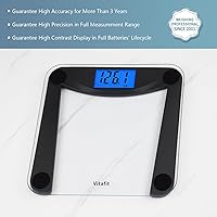 Vista 2 de Vitafit Báscula digital de peso de baño para peso corporal, alta precisión garantizada por un profesional de pesaje desde 2001, LCD retroiluminado