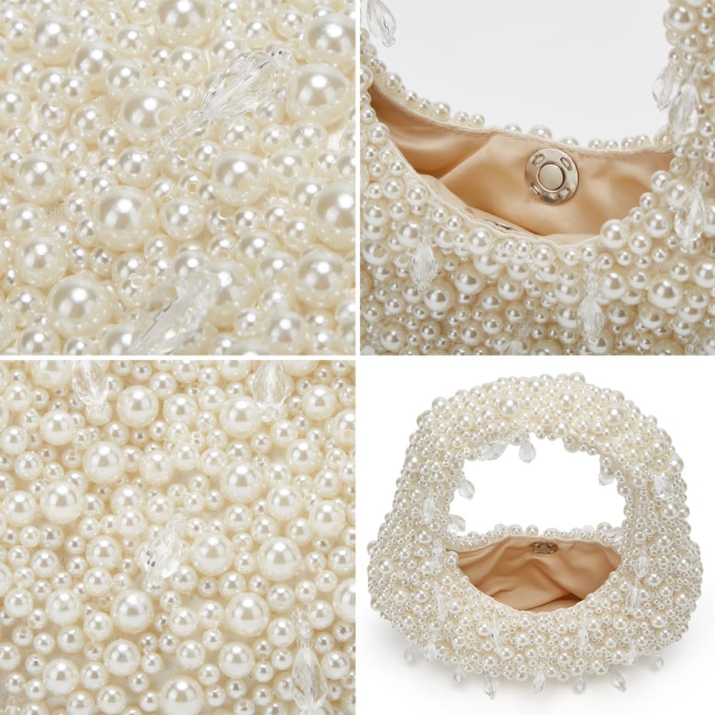 Trendy Pearl Shoulder Purse for Women Small Y2k Tote Bags for Party Rhinestone-Encrusted Designer Handbags - Image 7