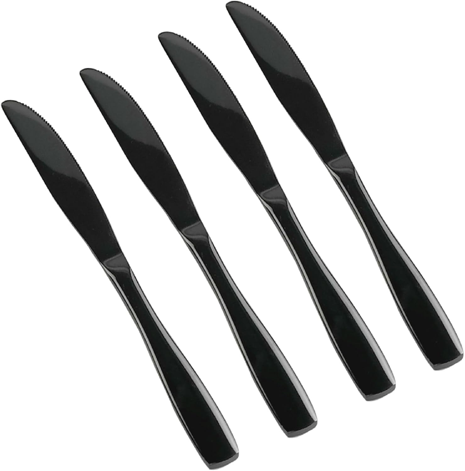 Teyyvn 16-Piece Mirror Finish Black Stainless Steel Dinner Knives, Cutlery Dinner Knife