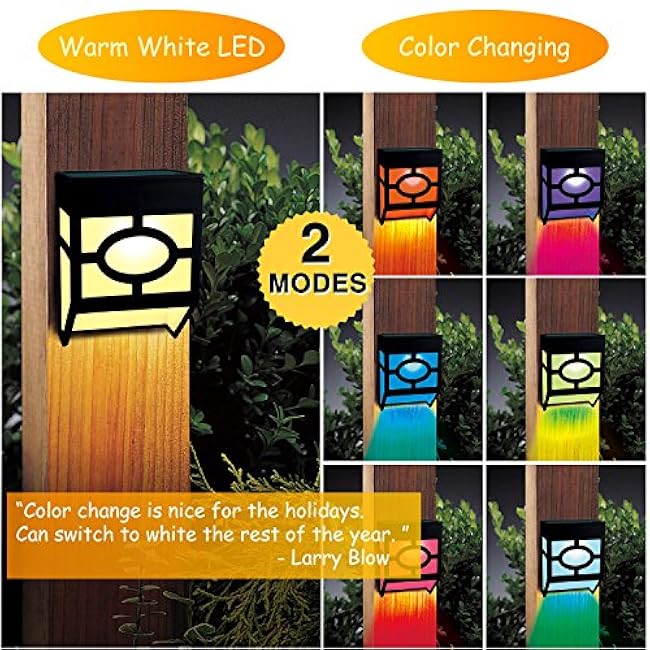 Greluna Solar Wall Lights Outdoor, 2 Modes Solar Led Waterproof Lighting for Deck, Fence, Patio, Front Door, Stair, Landscape, Yard and Driveway Path,Warm White/Color Changing,Pack of 8