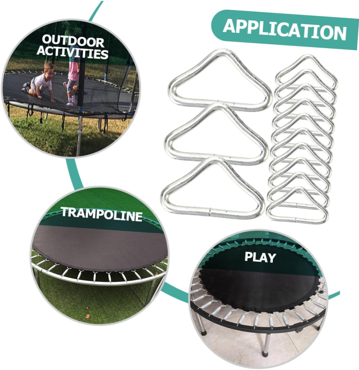 36Pcs Trampoline Triangle Buckles Durable Metal Rings for Mesh Surface Replaceable Trampoline Parts Easy Connection for Enhanced Bounce
